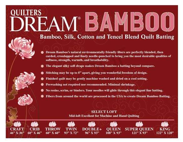 BAMBOO Quilt Batting Size Twin (93x72) - Quilter's Dream