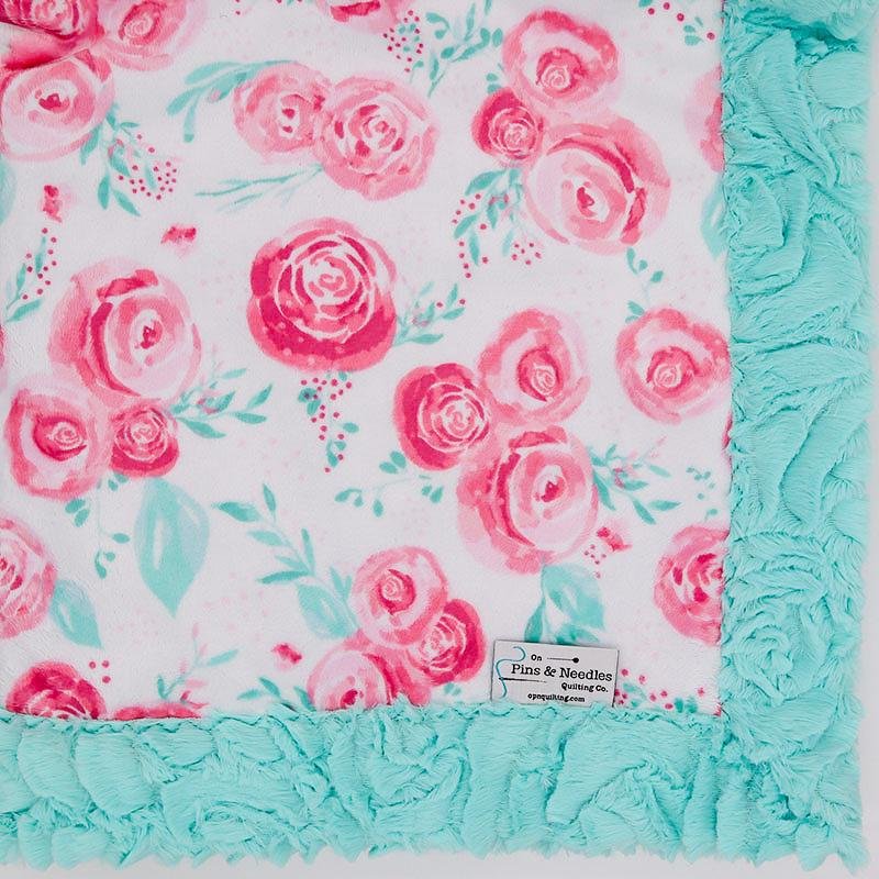 Rosie Blush Print & Demi Rose Aruba Luxe Soft Minky Blanket - On Pins & Needles Quilting Co.