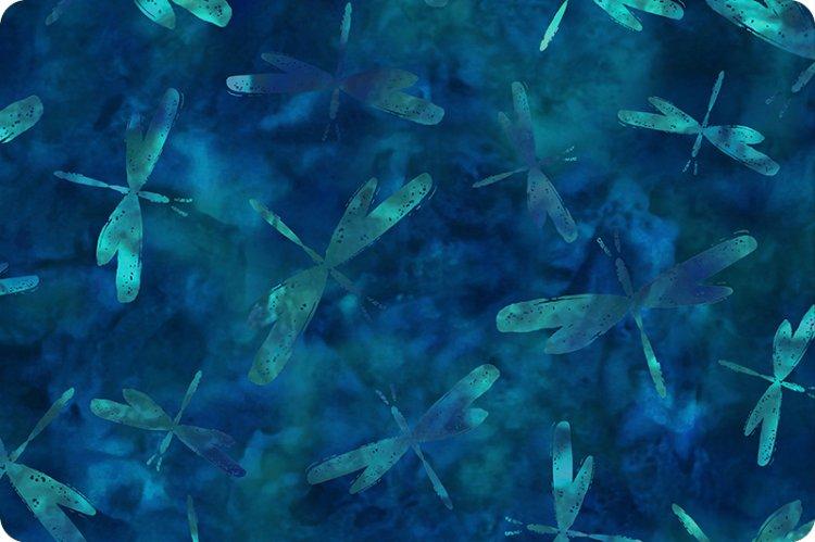 Shannon Digital Cuddle Bliss Batik Dragonfly Midnight Minky Fabric (PRICE PER 1/2 YARD) - On Pins & Needles Quilting Co.