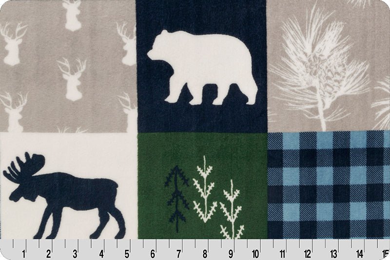 Shannon Fabrics Digital Cuddle Cabin Quilt Navy Minky Fabric - On Pins & Needles Quilting Co.