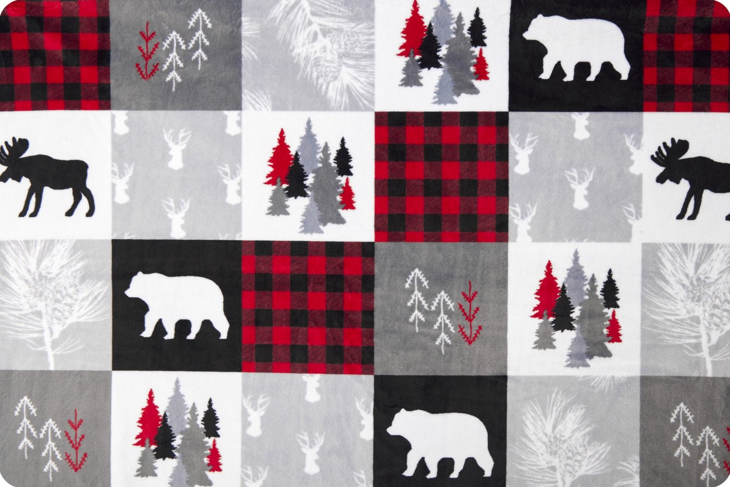 Shannon Fabrics Digital Cuddle Cabin Quilt Scarlet Minky Fabric - On Pins & Needles Quilting Co.