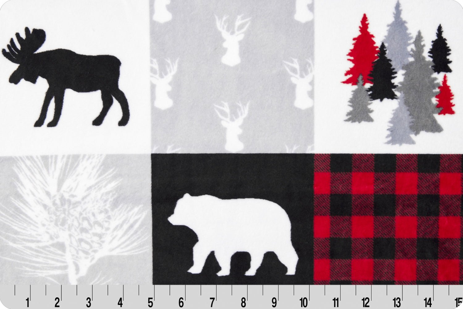 Shannon Fabrics Digital Cuddle Cabin Quilt Scarlet Minky Fabric - On Pins & Needles Quilting Co.