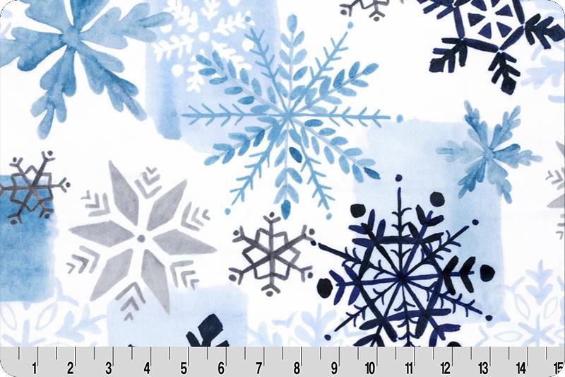 Shannon Fabrics Digital Cuddle Snowfall Navy Minky Fabric (PRICE PER 1/2 YARD) - On Pins & Needles Quilting Co.