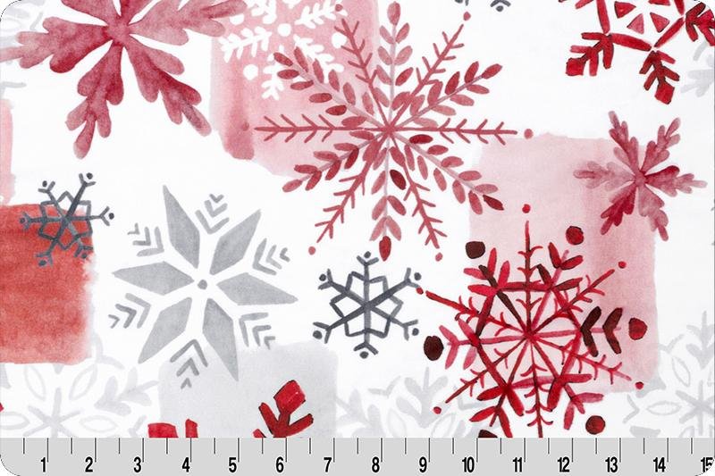 Shannon Fabrics Digital Cuddle Snowfall Scarlet Minky Fabric (PRICE PER 1/2 YARD) - On Pins & Needles Quilting Co.