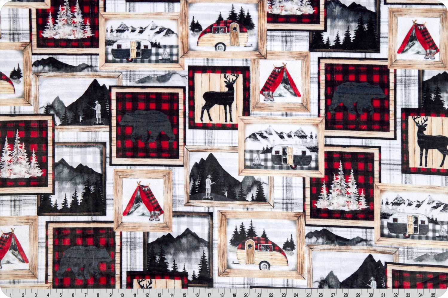 Shannon Fabrics Digital Cuddle Trail Mix Scarlet Minky Fabric - On Pins & Needles Quilting Co.