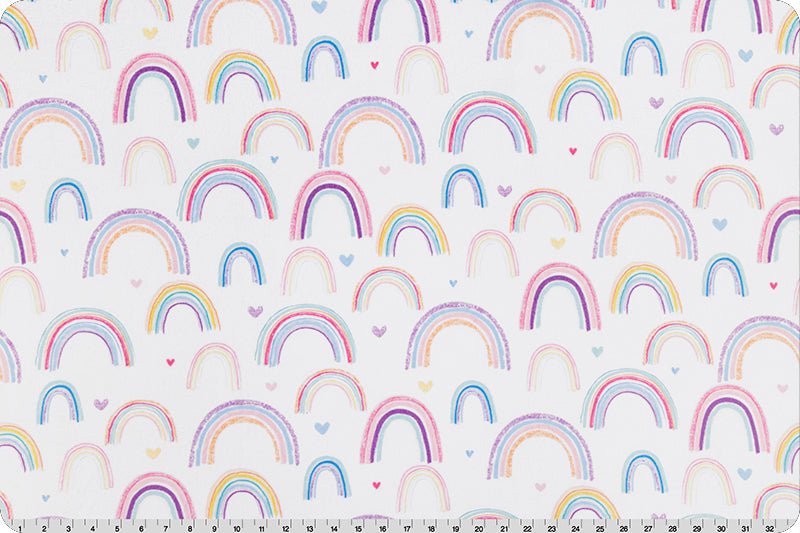Shannon Fabrics Double-Sided Rainbows Cloud Cuddle Multi Minky Fabric 1 Yard