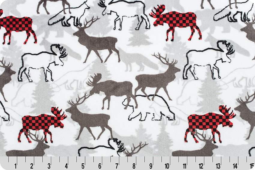 Shannon Fabrics Forest Park Digital Cuddle Scarlet Minky Fabric - On Pins & Needles Quilting Co.