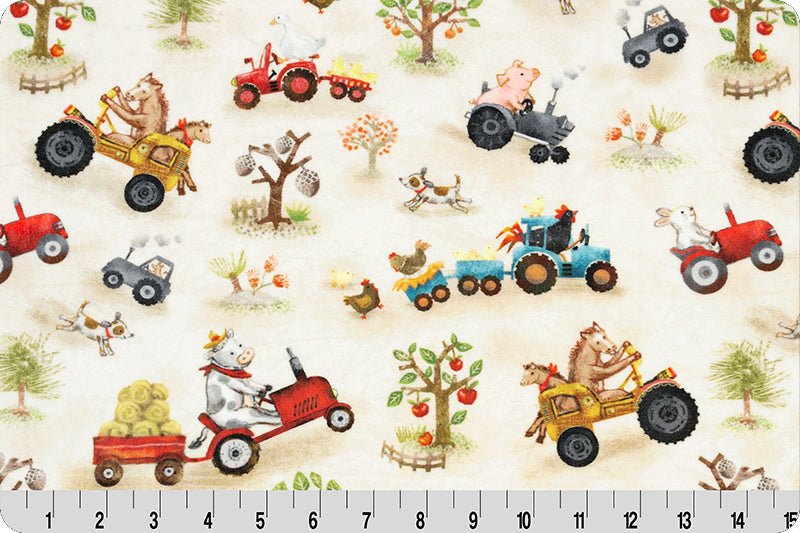 Shannon Fabrics Funny Farm Digital Cuddle Beige Minky Fabric (PRICE PER 1/2 YARD) - On Pins & Needles Quilting Co.