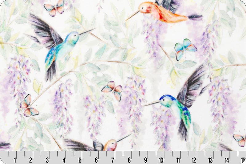 Shannon Fabrics Hummingbird Digital Cuddle Multi Minky Fabric - On Pins & Needles Quilting Co.