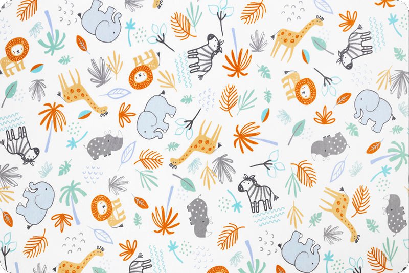 Shannon Fabrics Jungle Friends Dusty Blue Digital Cuddle Minky Fabric (PRICE PER 1/2 YARD) - On Pins & Needles Quilting Co.