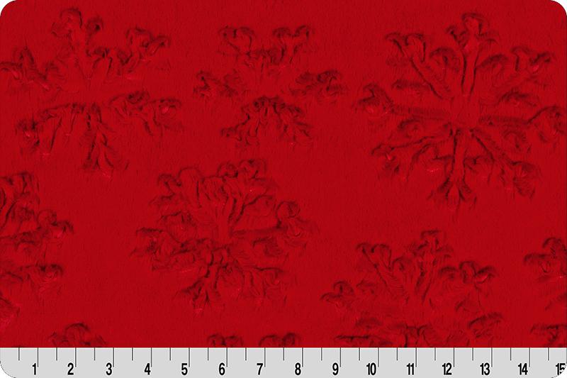 Shannon Fabrics Luxe Cuddle Snowflake Scarlet Minky Fabric (PRICE PER 1/2 YARD) - On Pins & Needles Quilting Co.