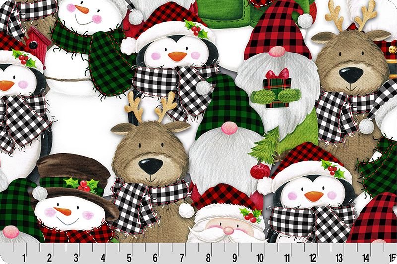 Shannon Fabrics Snowmies Digital Cuddle Scarlet Minky Fabric (PRICE PER 1/2 YARD) - On Pins & Needles Quilting Co.