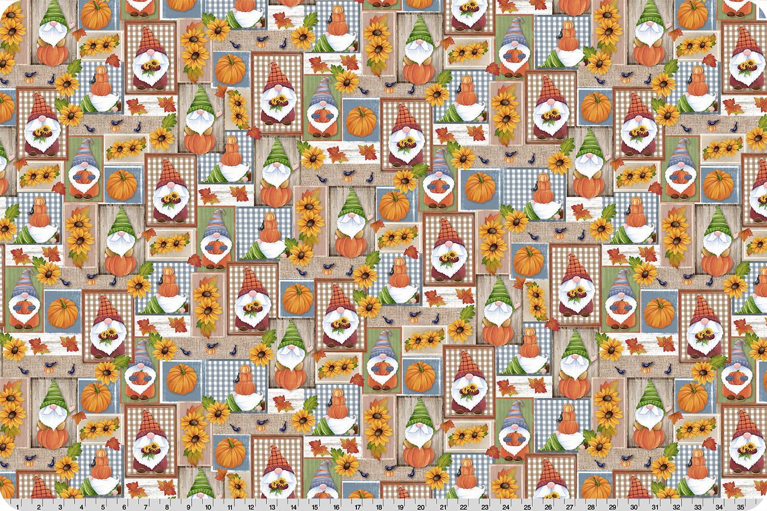 Shannon Fabrics Gnome For Fall Digital Cuddle Multi Minky Fabric