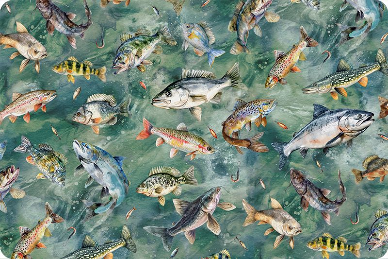 Shannon Fabrics Hoffman Fish Digital Cuddle Moss Minky Fabric