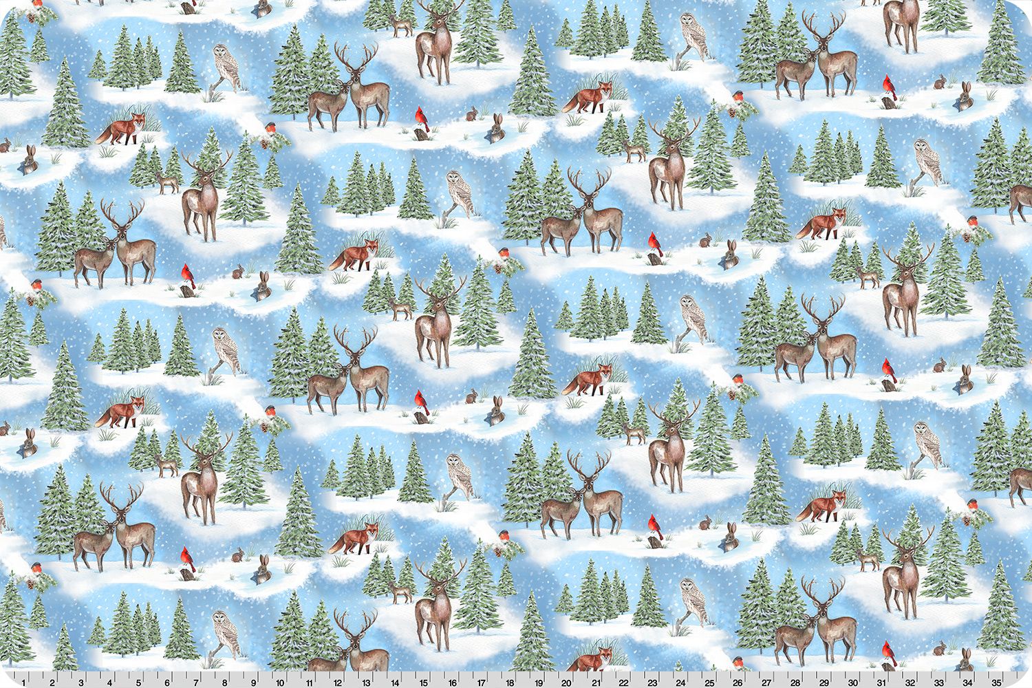 Shannon Fabrics Winter Glen Digital Cuddle Blue Minky Fabric