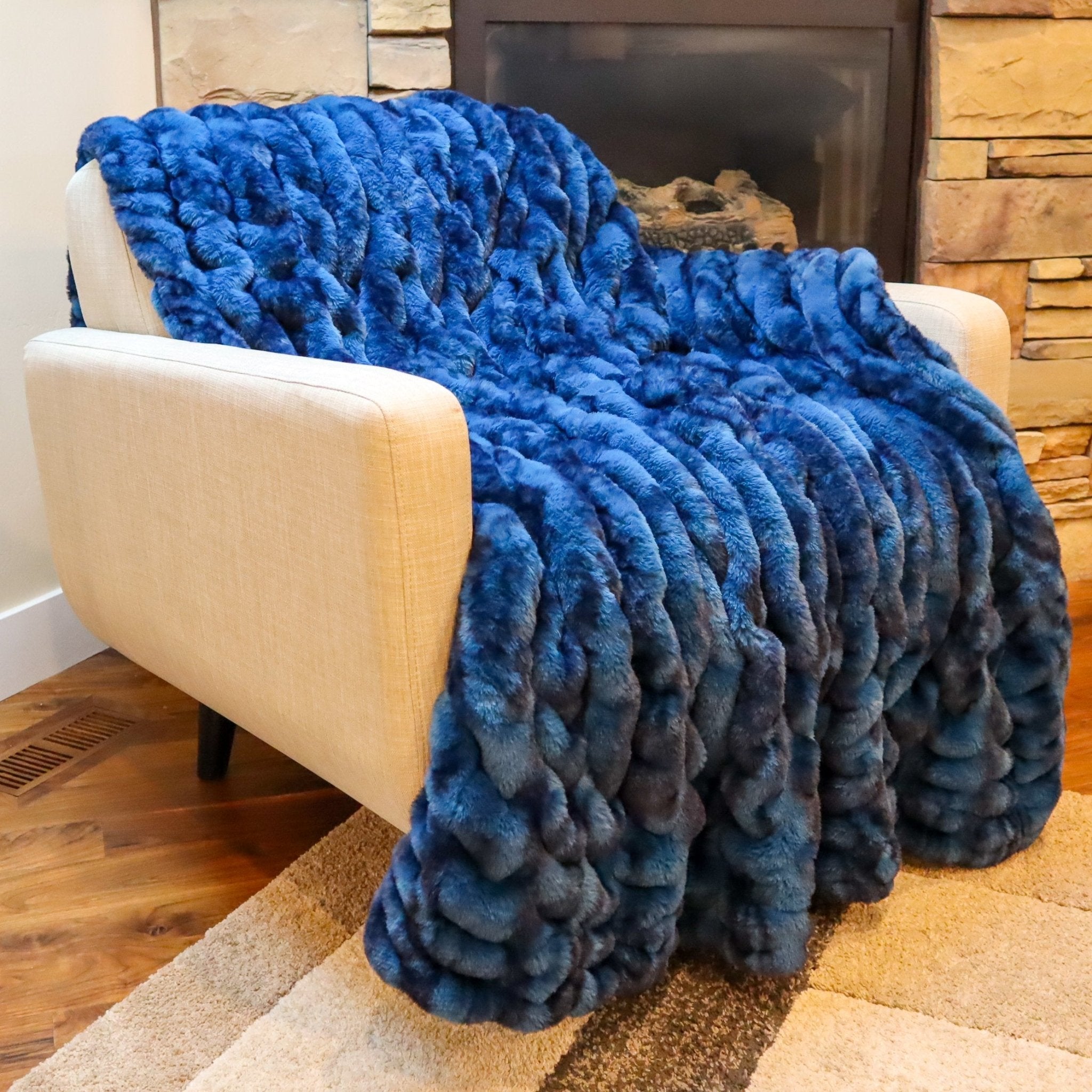 Minky Cuddle Blanket Luxe Milan Enzo Dark Sea - On Pins & Needles Quilting Co.