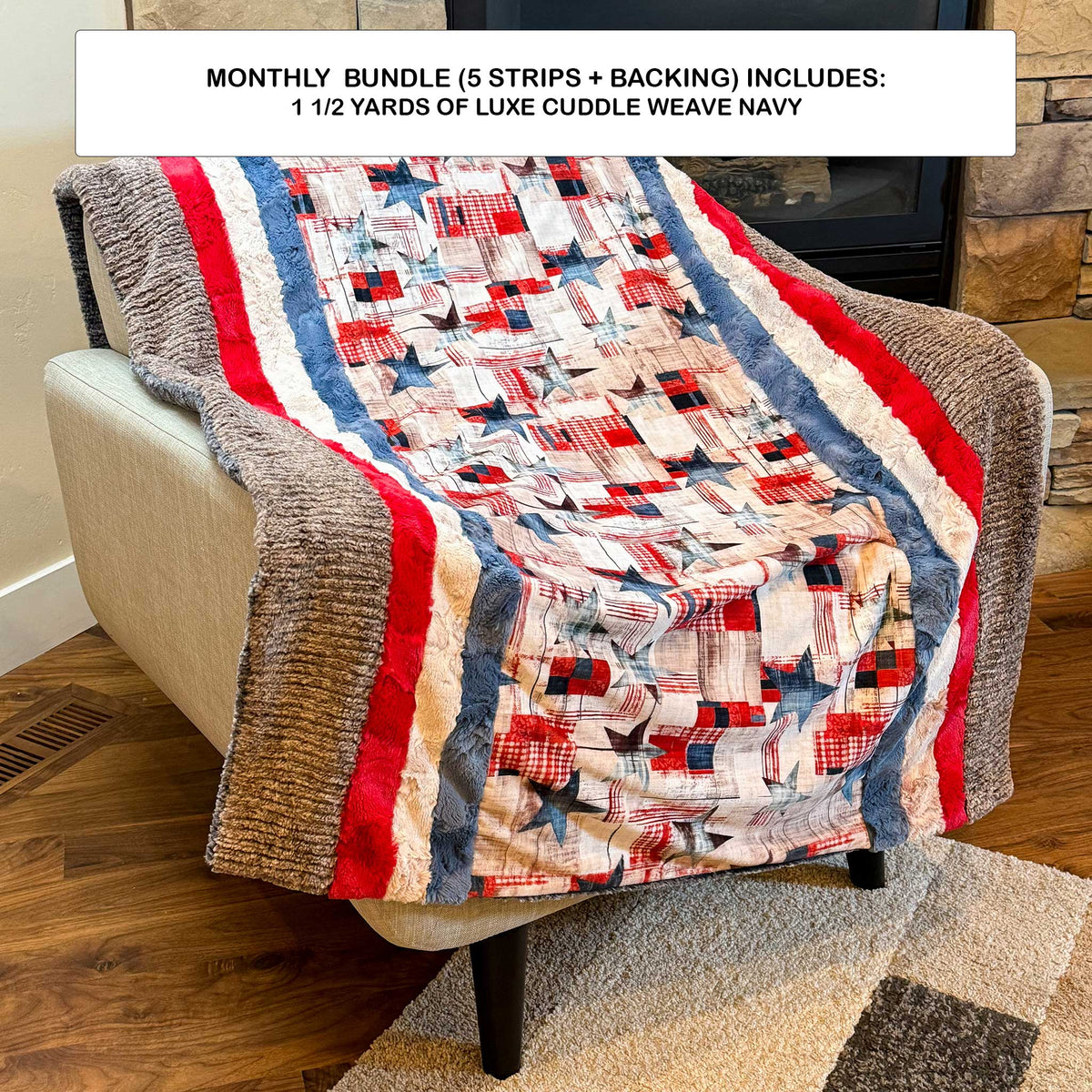 Monthly Bundle 5 Pack of 10" x 60" Luxe Cuddle Strips (USA 250) - Shannon Fabrics - On Pins & Needles Quilting Co.