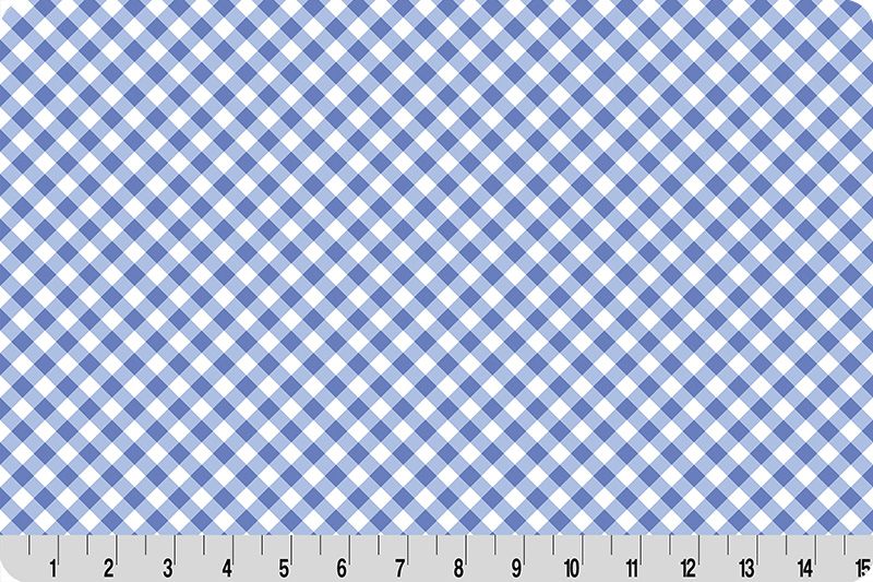 Shannon Fabrics Quilting Cuddle Barely Basics Gingham Blue Bonnet 1.5mm 44" Wide Minky Fabric