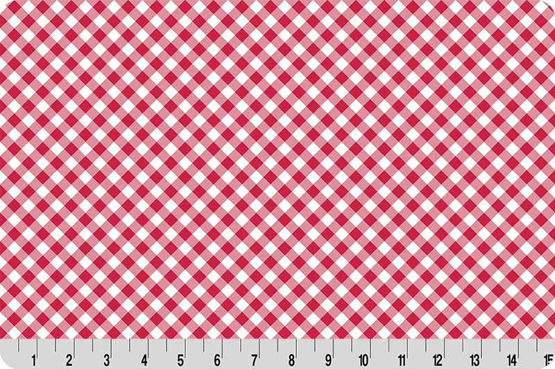 Shannon Fabrics Quilting Cuddle Barely Basics Gingham Candy Apple 1.5mm 44" Wide Minky Fabric