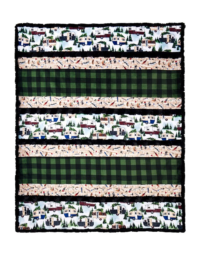 Shannon Fabrics Crazy 8 Happy Camper Cuddle Minky Blanket Kit 58"x68" - On Pins & Needles Quilting Co.