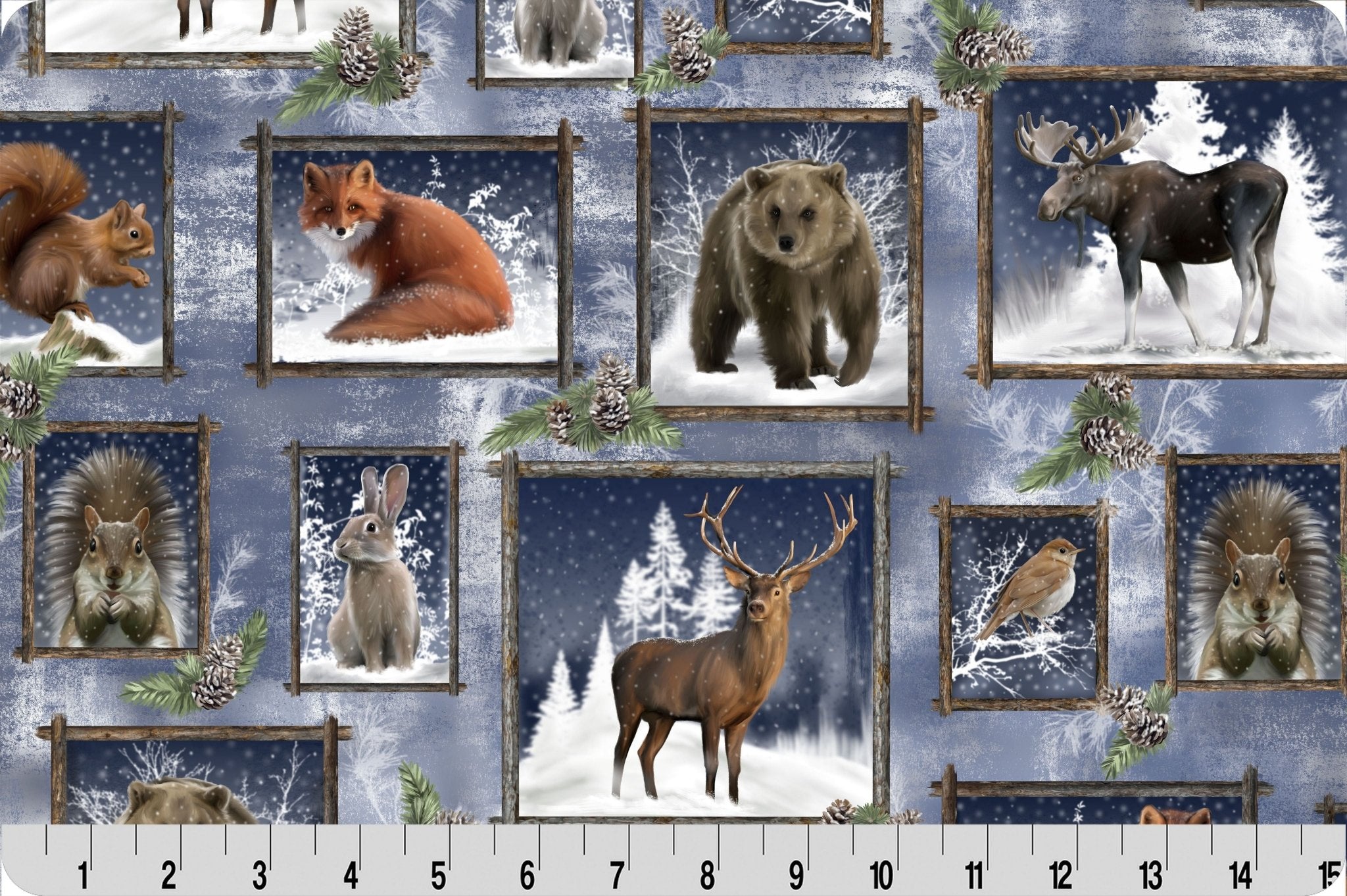 Shannon Fabrics Digital Cuddle Frosty Frames Multi Minky Fabric - On Pins & Needles Quilting Co.