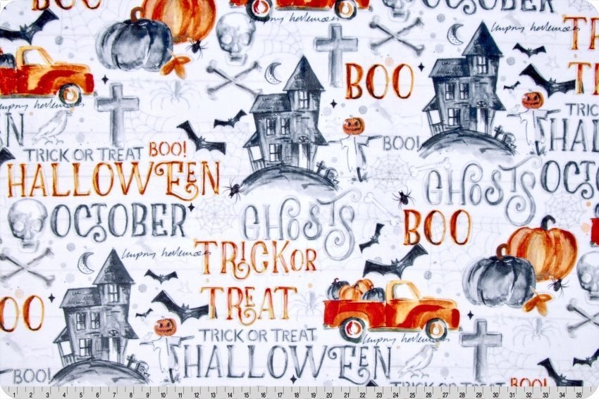 Shannon Fabrics Digital Cuddle Hallows Eve Black Minky Fabric - On Pins & Needles Quilting Co.