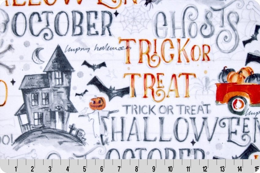 Shannon Fabrics Digital Cuddle Hallows Eve Black Minky Fabric - On Pins & Needles Quilting Co.