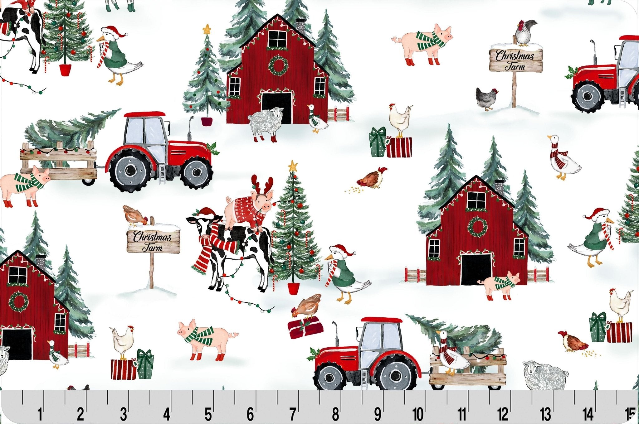 Shannon Fabrics Digital Cuddle Jolly Tree Farm Cardinal Minky Fabric - On Pins & Needles Quilting Co.