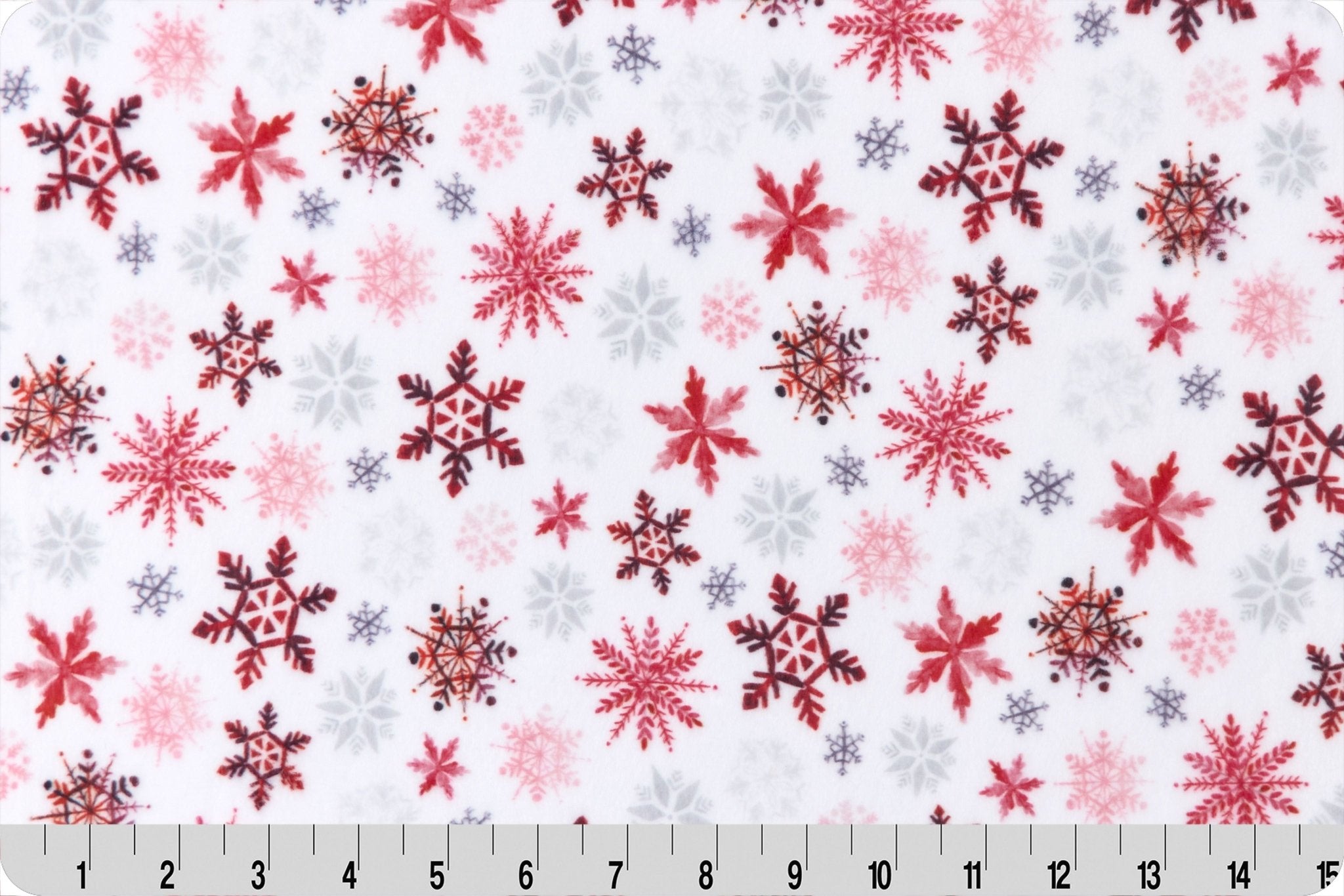 Shannon Fabrics Digital Cuddle Snow Frost Scarlet Minky Fabric - On Pins & Needles Quilting Co.