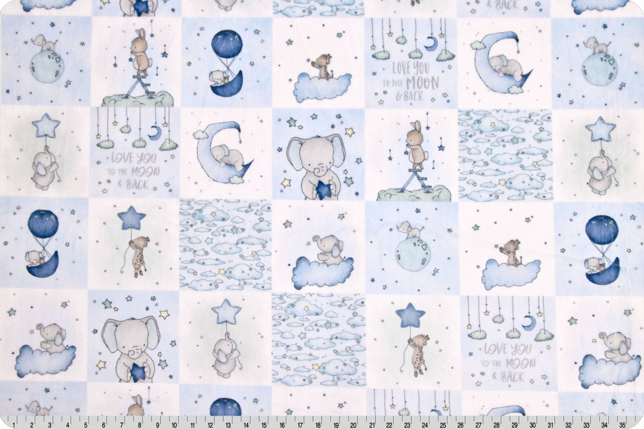 Shannon Fabrics Digital Cuddle Sweet Melody Design Sweet Dreams Blue Minky Fabric - On Pins & Needles Quilting Co.