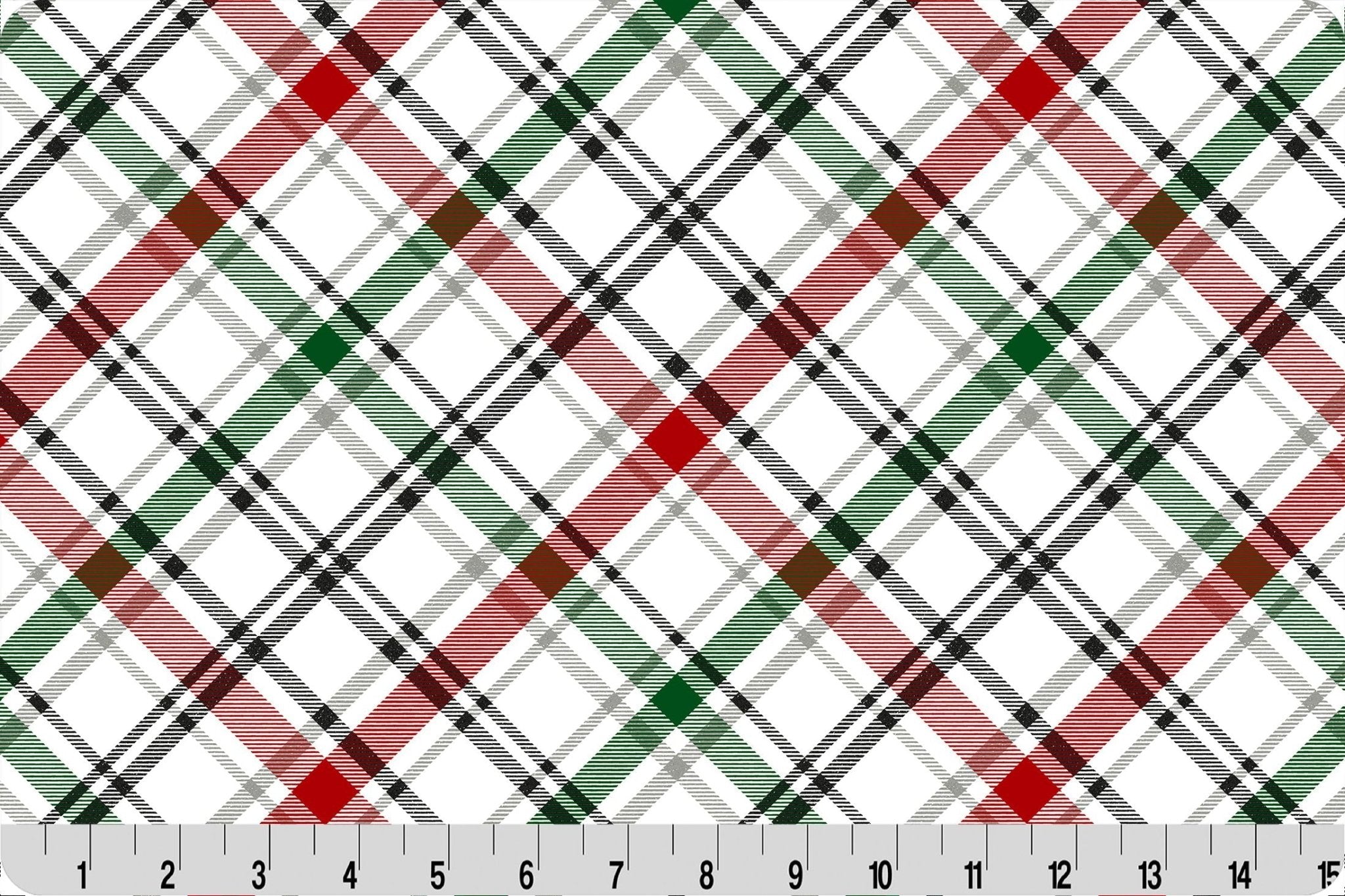 Shannon Fabrics Digital Cuddle Xmas Plaid Cardinal Minky Fabric - On Pins & Needles Quilting Co.