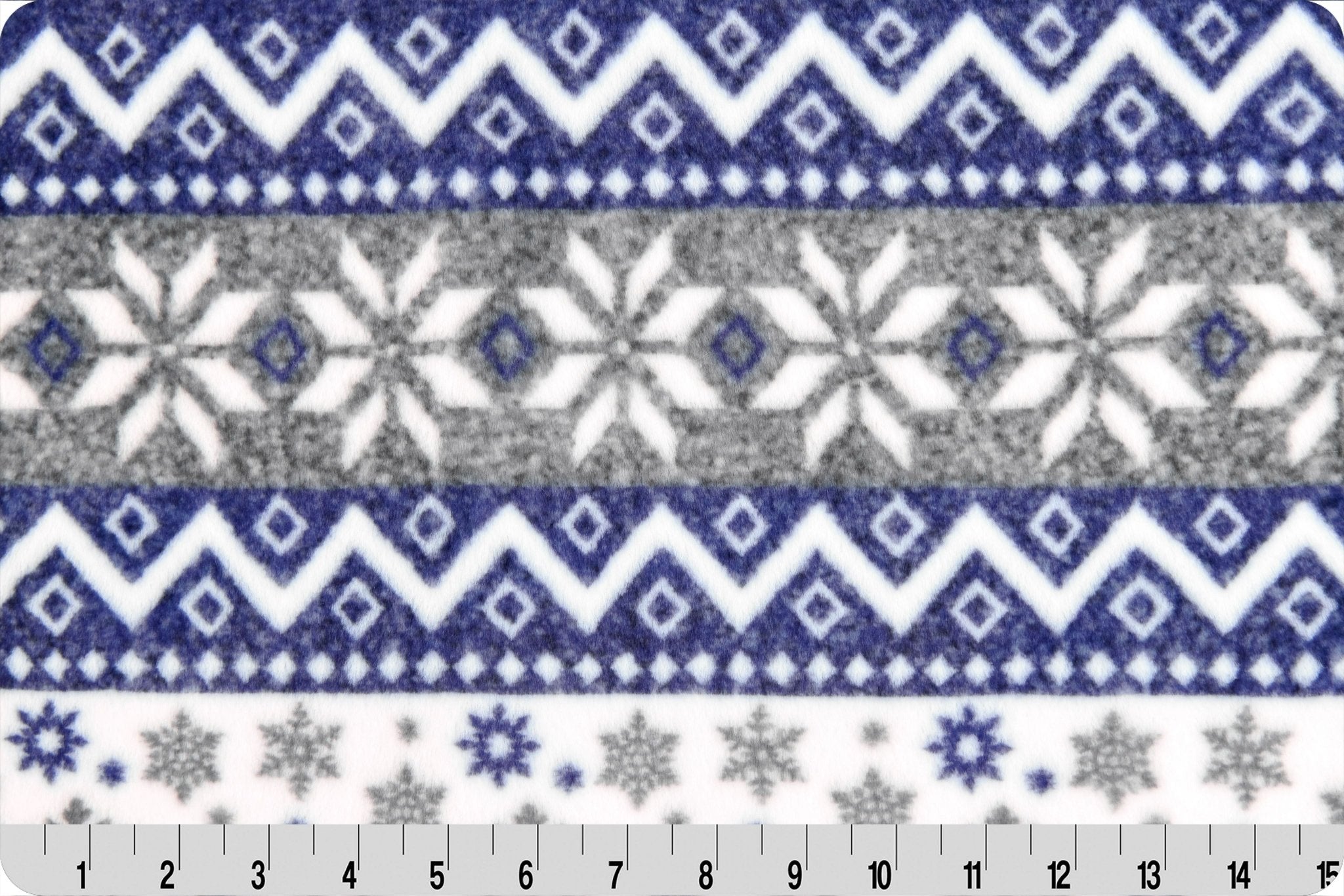 Shannon Fabrics Luxe Cuddle Fair Isle Silver/Navy Minky Fabric - On Pins & Needles Quilting Co.