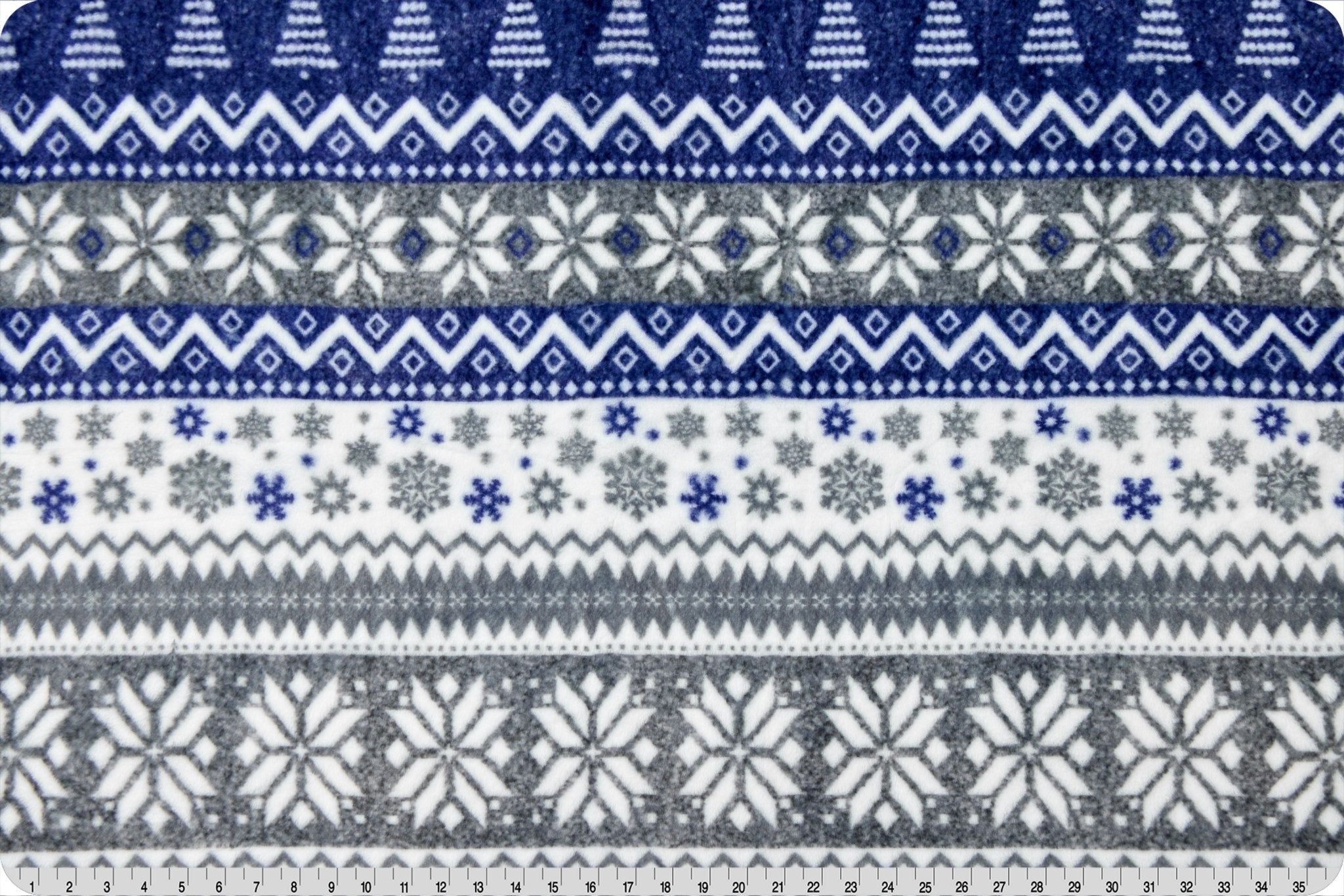 Shannon Fabrics Luxe Cuddle Fair Isle Silver/Navy Minky Fabric - On Pins & Needles Quilting Co.