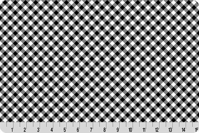 Shannon Fabrics Quilting Cuddle Barely Basics Gingham Black 1.5mm 44" Wide Minky Fabric - On Pins & Needles Quilting Co.