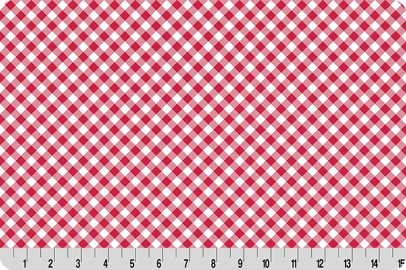 Shannon Fabrics Quilting Cuddle Barely Basics Gingham Candy Apple 1.5mm 44" Wide Minky Fabric - On Pins & Needles Quilting Co.