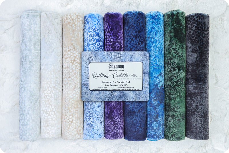 Shannon Fabrics Quilting Cuddle Basics Minky Fabric Fat Quarter Pack Stonewash