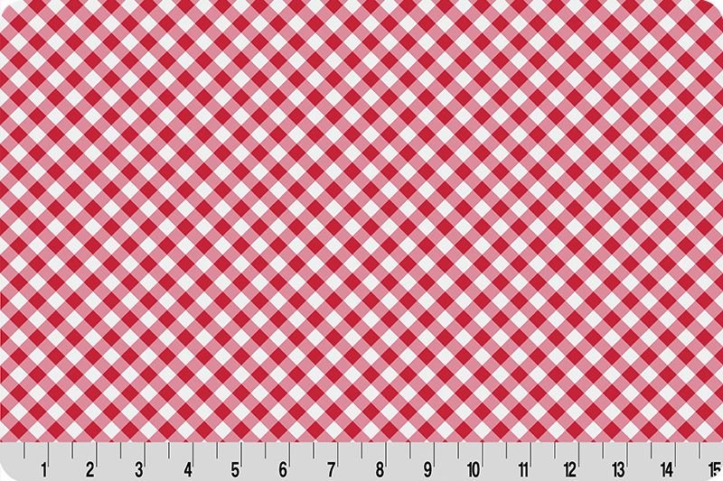 Shannon Fabrics Quilting Cuddle Cottage Rose Lane Gingham Candy Apple 1.5mm 44" Wide Minky Fabric - On Pins & Needles Quilting Co.