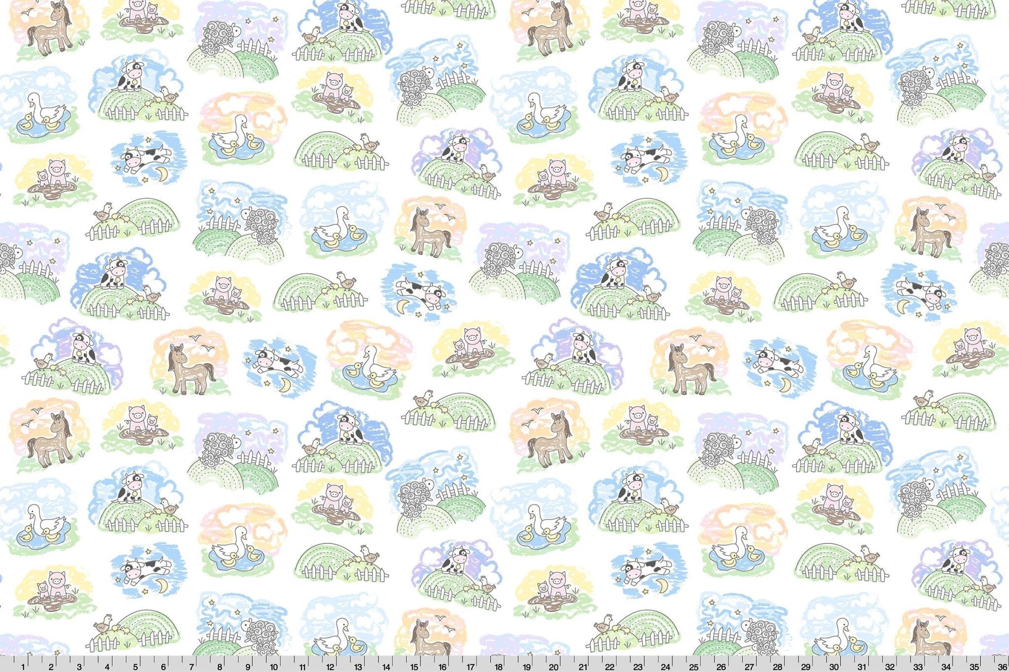 Shannon Fabrics Quilting Cuddle Goodnight Farm Lil Pastures Pastel 1.5mm 44" Wide Minky Fabric