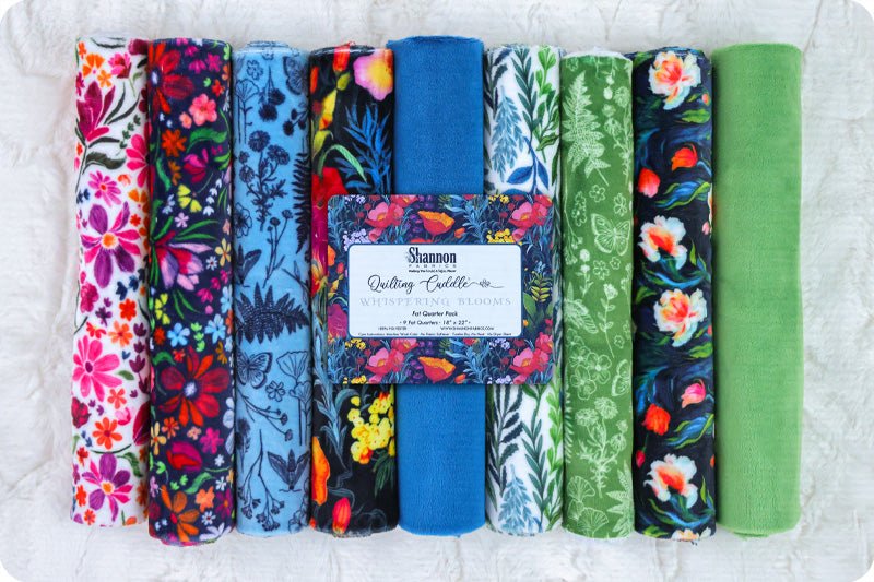 Shannon Fabrics Quilting Cuddle Minky Fabric Fat Quarter Pack Whispering Blooms Vibrant