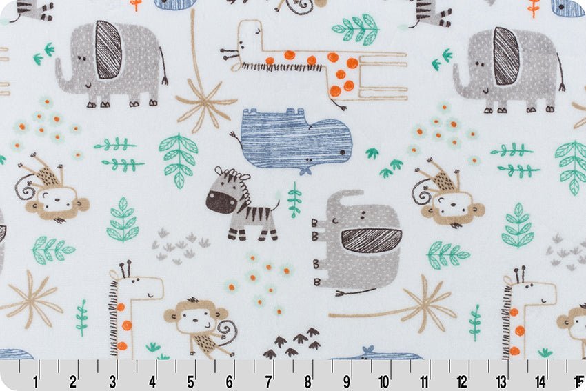 Shannon Fabrics The Mighty Jungle Denim Digital Cuddle Minky Fabric - On Pins & Needles Quilting Co.