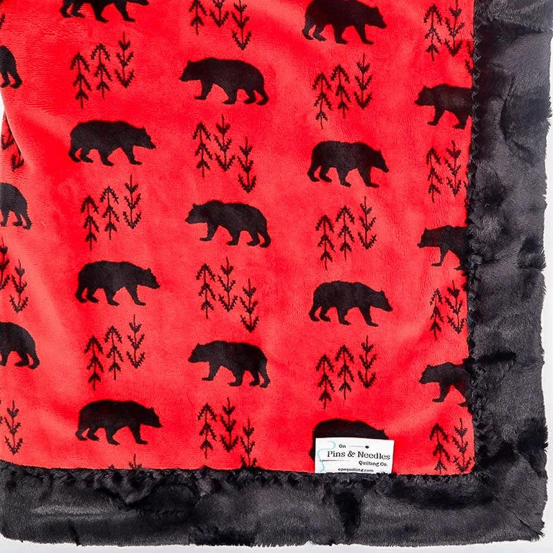 Bearfoot Scarlet Print & Hide Caviar Luxe Soft Minky Blanket - On Pins & Needles Quilting Co.