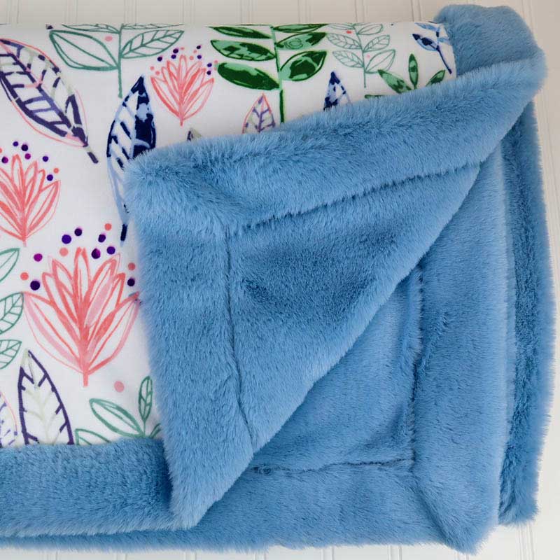 OPN Customs Modern Leaf & Seal Bluejay Luxe Soft Minky Blanket - On Pins & Needles Quilting Co.