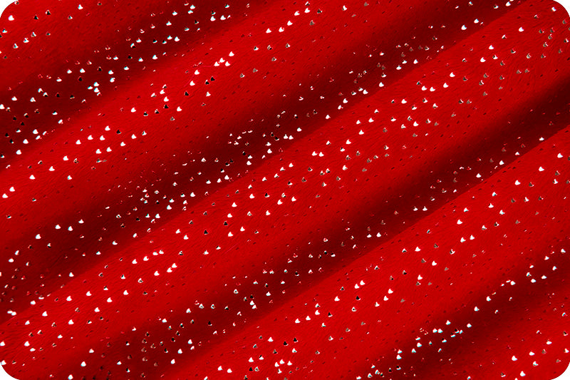 Shannon Fabrics Sparkle Cuddle Glitter Scarlet/Silver Minky Fabric