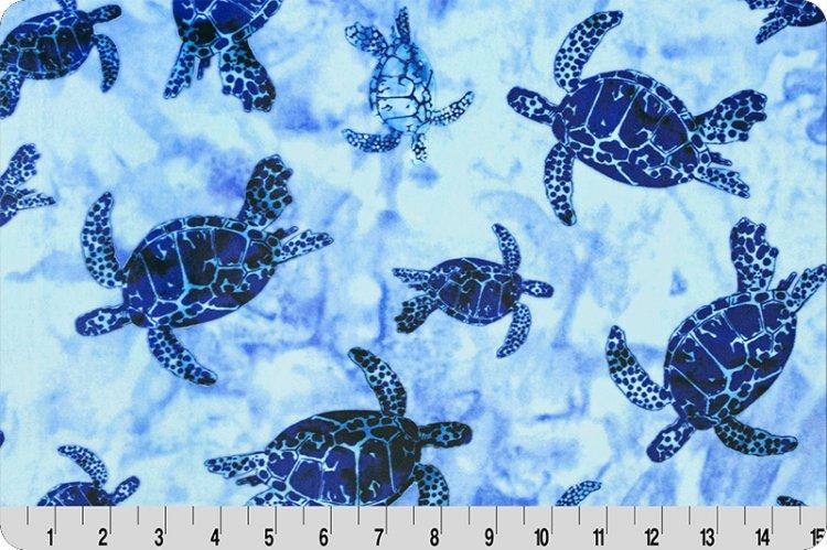 Shannon Digital Cuddle Bliss Batik Turtles Blue Ocean Minky Fabric (PRICE PER 1/2 YARD) - On Pins & Needles Quilting Co.