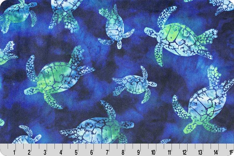 Shannon Digital Cuddle Minky Bliss Batik Turtles Green Sea Fabric (PRICE PER 1/2 YARD) - On Pins & Needles Quilting Co.