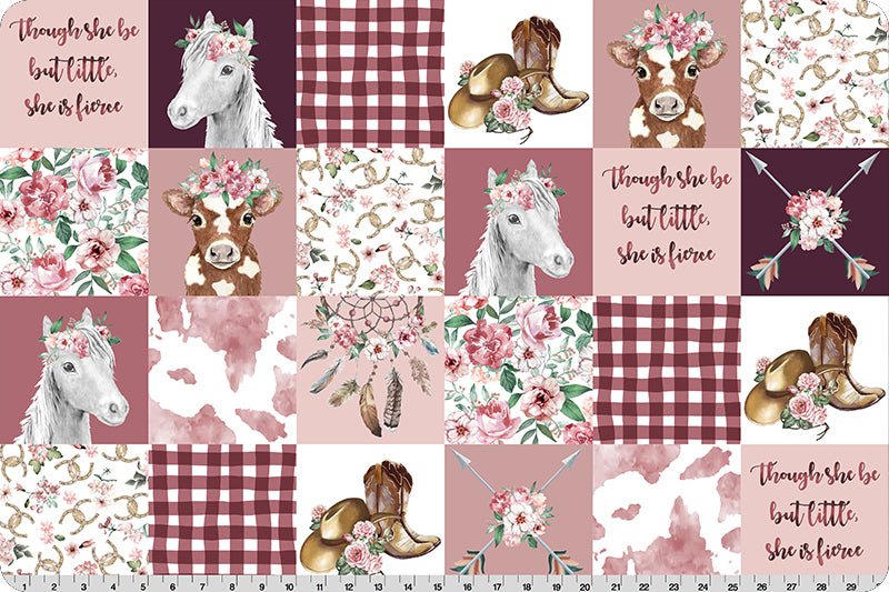 Shannon Fabrics Cowgirl Digital Cuddle Rosewater Minky Fabric - On Pins & Needles Quilting Co.