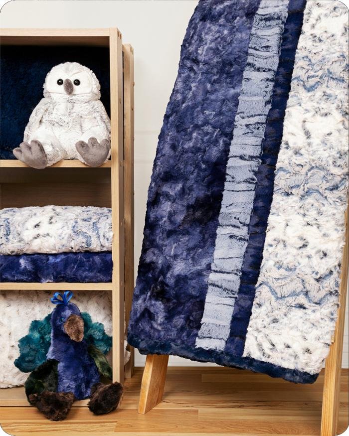 Shannon Fabrics Crazy 8 True Blue Cuddle Minky Blanket Kit 58"x68" - On Pins & Needles Quilting Co.