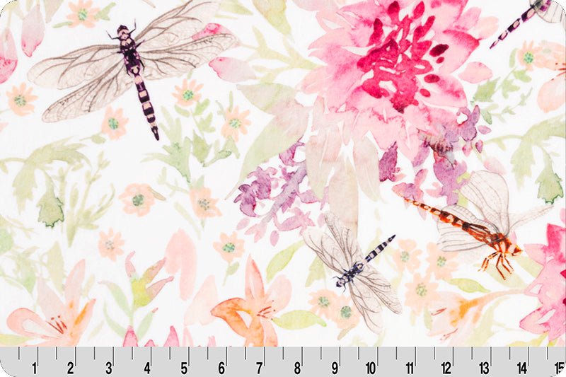 Shannon Fabrics Crystal Digital Cuddle Wild Dragonfly Elderberry Minky Fabric - On Pins & Needles Quilting Co.