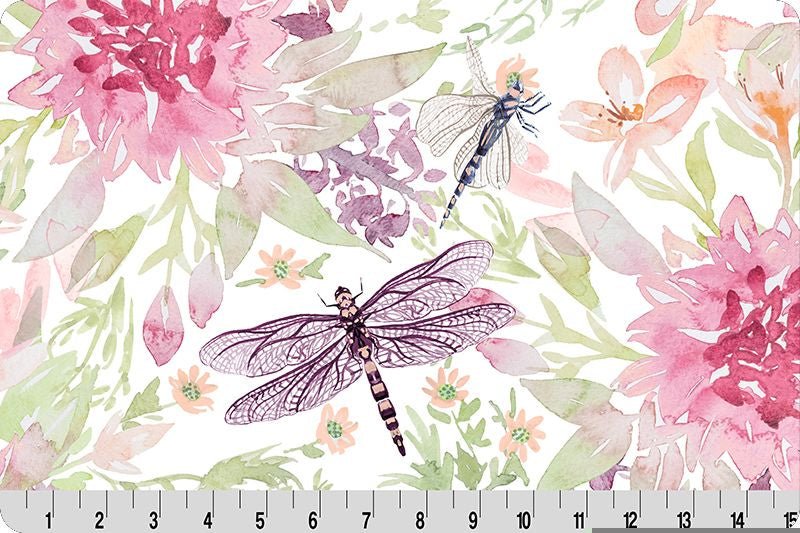 Shannon Fabrics Crystal Digital Cuddle Wild Dragonfly Elderberry Minky Fabric