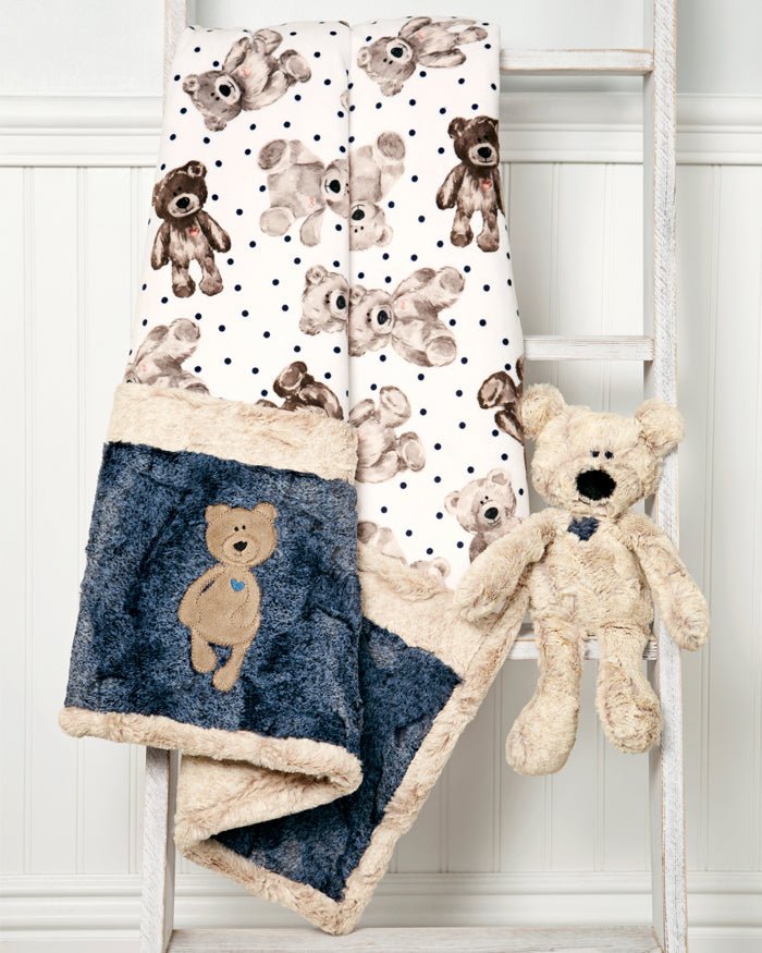 Shannon Fabrics Cuddle Buddies Kimberbear Minky Blanket and Stuffie Kit - On Pins & Needles Quilting Co.